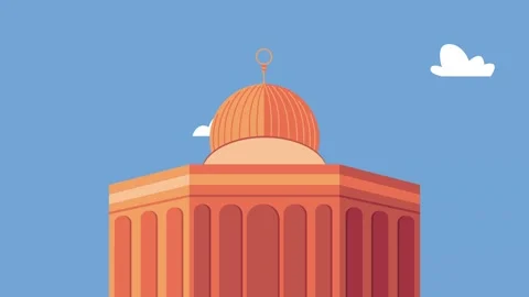 A motion graphic video of a beautiful mosque with its dome and minarets in .. Stock Footage 334538269