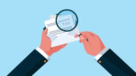 A motion graphic video of hands holding an envelope with a tax document and.. Stock-Footage 333606941