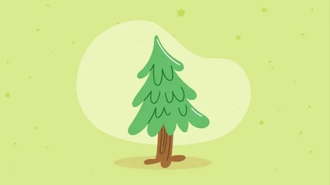 A motion graphic video showing a stylized green pine tree swaying gently in.. Stock Footage 339203959