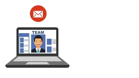 A motion graphic video of team profile with email, chat, music, and video i.. 動画素材 338315038