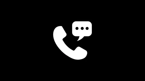 A motion graphic of a white phone icon with a speech bubble showing three d.. Stock Footage 346498565