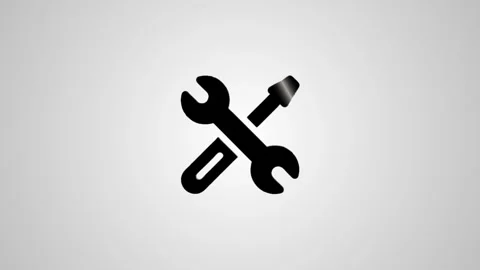 A motion graphic of a wrench and screwdriver forming a cross then transform.. Stock Footage 346496422