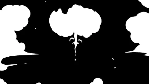 Motion graphics of air Bomb falling with smoke explosion on black background. Stock Footage 339045862