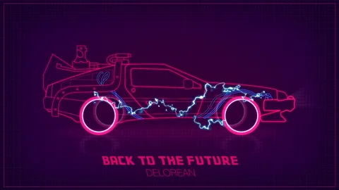 Motion Graphics Animation back to the future car Video stock 157640153