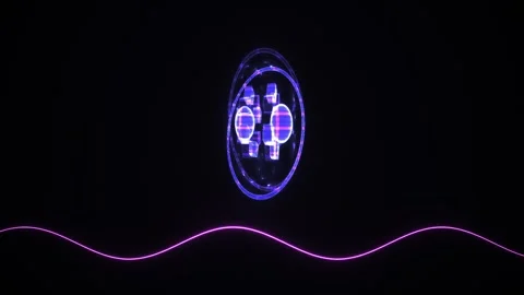 Motion Graphics Animation of Futuristic Glowing Purple Geometric Shapes Stock Footage 343733466