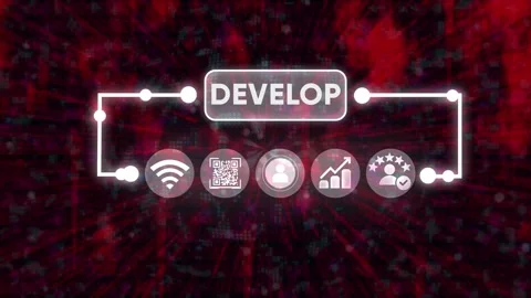 A motion graphics animation of a glowing white flow chart with the word "de.. Stock Footage 327762319