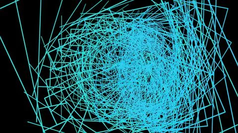 Motion graphics with blu lines on black background . Stock Illustration