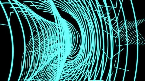 Motion graphics with blue lines on black background . Stock Illustration