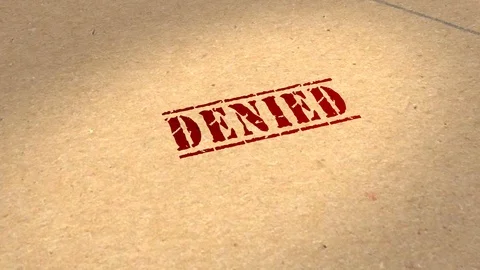 Motion graphics - CGI 3D animation of a file being rubber stamped DENIED Stock Footage 113185594