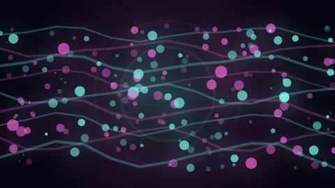 Motion graphics with colorful dots and lines on dark background Stock Footage 337233980