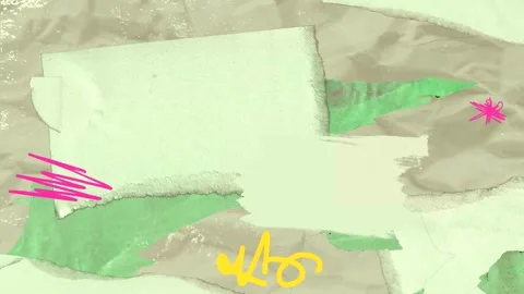 Motion graphics composition with sticky notes, tape, and floral elements.  Stock-Footage 260678878