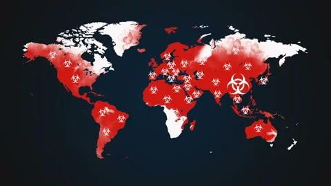 Motion graphics of coronavirus spreading the world from China, world quarantine Stock Footage 133564391