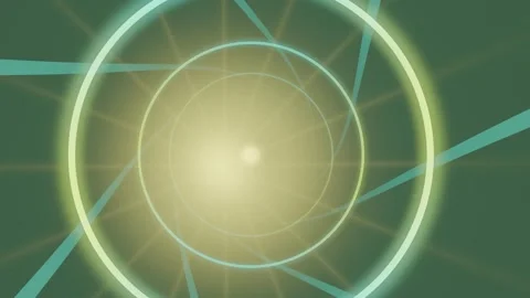 Motion graphics create bright circular patterns on a green background Stock Footage 337381800