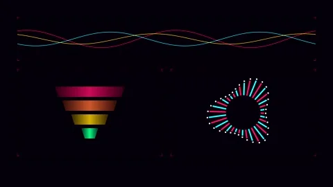 Motion graphics of data funnel and waveform charts Stock Footage 346470418
