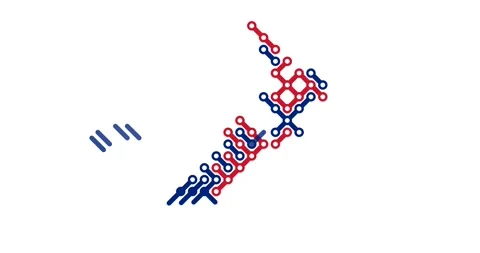 Motion Graphics Diagonal Flow Forms New Zealand Map Video stock 327642435