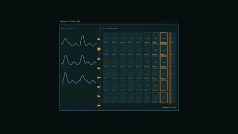 Motion graphics display with sound wave patterns and control panel Stock Footage 344257204