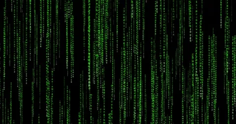 Motion graphics of a falling cyber green lines code with a black background Video stock 337429777