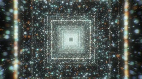 Motion graphics of flying into digital technologic tunnel, 3D effect. Motion イラスト素材