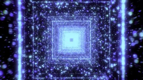Motion graphics of flying into digital technologic tunnel, 3D effect. Motion Stock Illustration