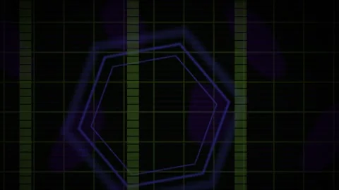 Motion Graphics of Futuristic Technology Grid with Rotating Blue Hexagon an.. Stock Footage 343734089