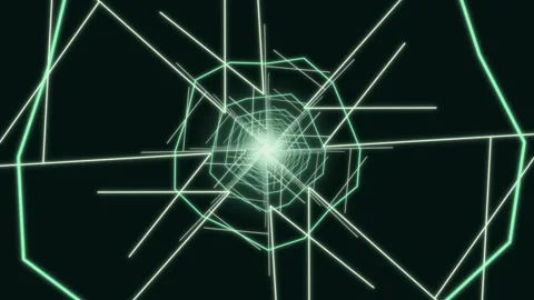 Motion graphics with geometric shapes and lines in dark background Stock Footage 337073462