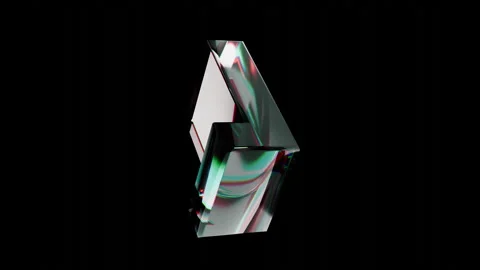 Motion graphics of glass with light dispersion. 3d letter shape rotating render Video stock 293433139