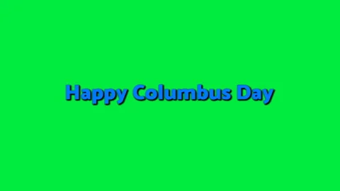 Motion graphics with glitch effect. Happy Columbus Day - blue text on green Stock Footage 216713259