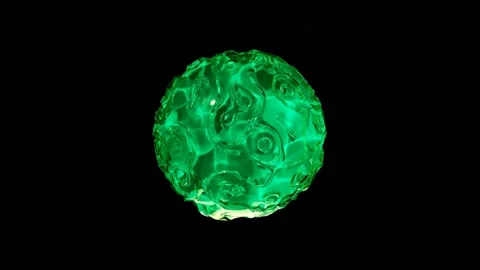 Motion graphics of glowing spinning sphere on black background. 3D render Stock Footage 231763846