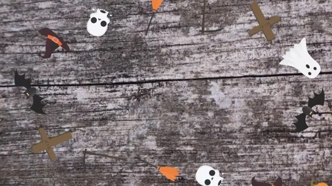 Motion graphics with Halloween elements designs on the wood texture screen Stock-Footage 285699225