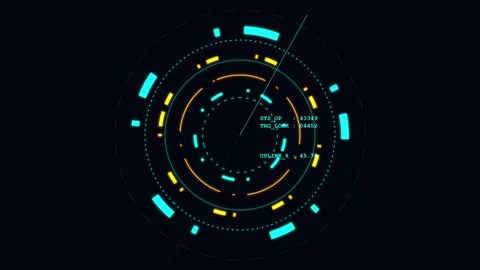 Motion graphics loop of futuristic sci-fi HUD radar Stock Footage 345695044