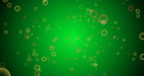 Motion graphics, many golden bubbles on a green background Stock Footage 124729906