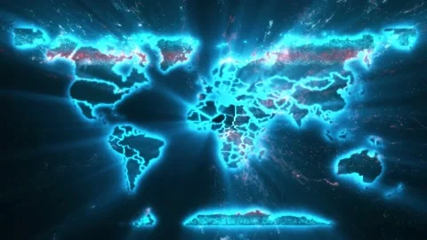 Motion graphics map of world Stock Footage 148035443