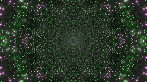 Motion graphics of moving through space with tiny green dots in circular 库存影片 134444204