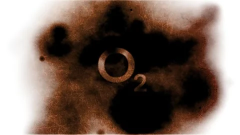 Motion graphics of O2 text with burning background effects. Stock Footage 284708060