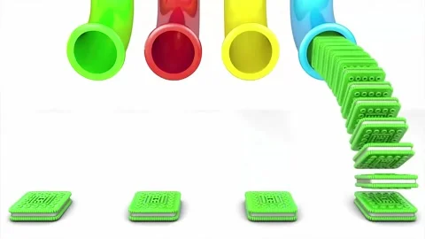 Motion Graphics Pipes with Green Square Falling Animation Vídeos de archivo 332759404