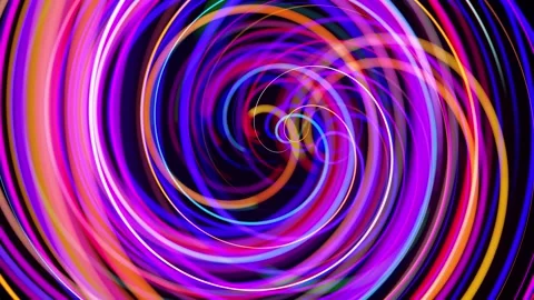 Motion graphics, sci-fi bg. Stream of multicolor neon lines form spiral shape Stock Footage 140276015