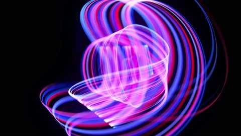 Motion graphics, sci-fi bg. Stream of red blue neon lines form spiral shape Stock Footage 141677952