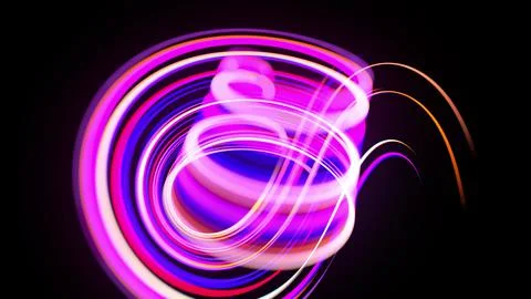 Motion graphics, sci-fi bg. Stream of multicolor neon lines form spiral shape Stock Illustration