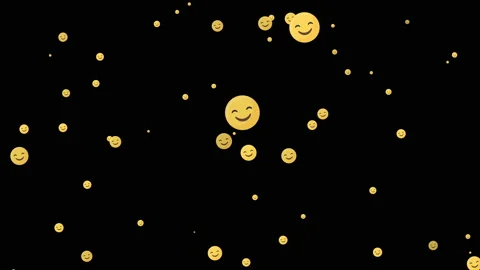 Motion Graphics Seamless Loop Smile Emoji Black Background 스톡 동영상 196068906