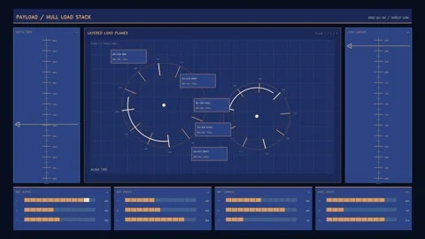 Motion graphics showing data visualization and control interface Stock Footage 345004680