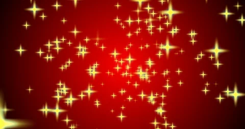 Motion graphics  star, many golden bubbles on a red background Stock Footage 124763435
