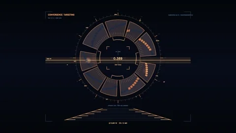 Motion graphics targeting interface with rotating elements and data Stock Footage 344921564