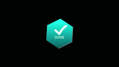 Motion graphics teal hexagon checkmark done loop for projects presentations.. Stock Footage 321587154