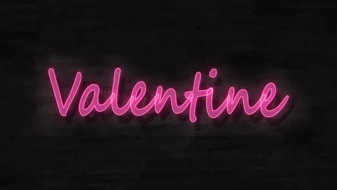 Motion graphics Valentines text is neon on a concrete wall. Stock Footage 122317521