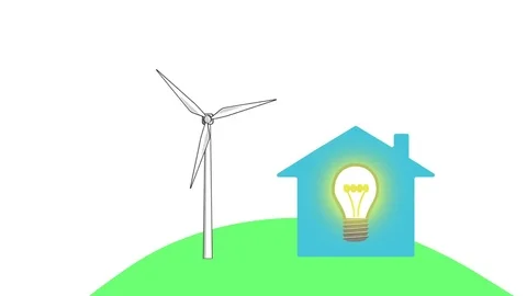 Motion graphics video: Alternative energy and domestic use Stock Footage 75750944