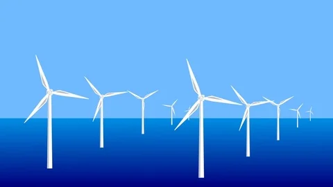 Motion graphics video: Offshore wind farm Stock Footage 75754190