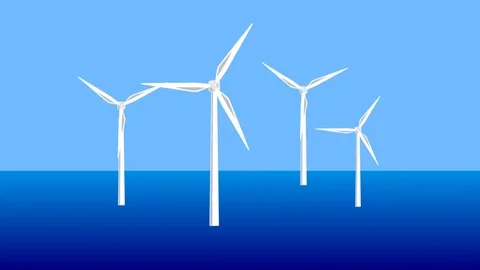 Motion graphics video: Offshore wind farm Stock Footage 75754193