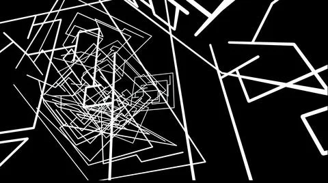 Motion graphics with white lines on black background . Stock Illustration