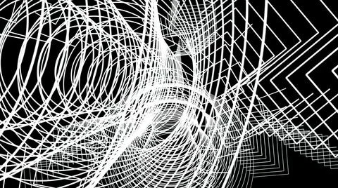 Motion graphics with white lines on black background . Stock Illustration