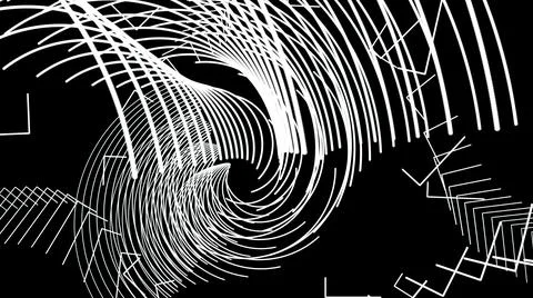 Motion graphics with white lines on black background . Illustrazione stock
